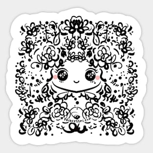 whimsical cute girl illustration Sticker